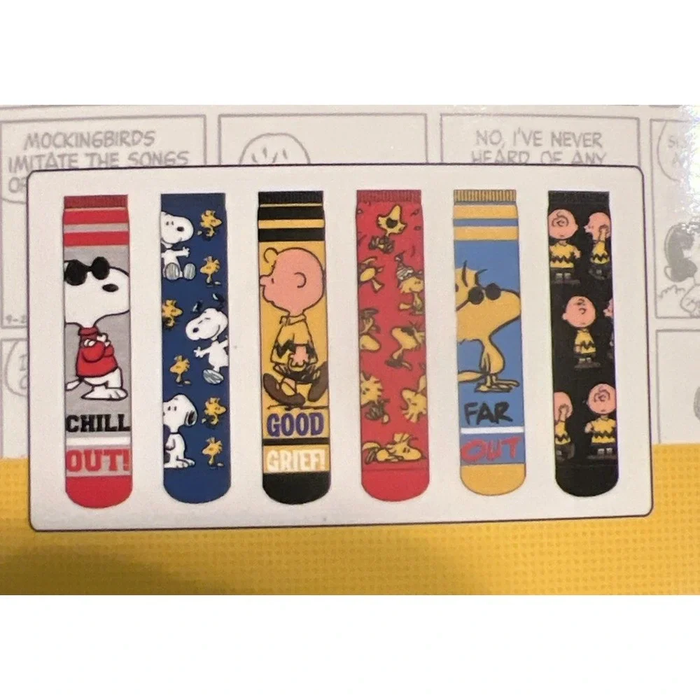 New- 6pr Men's - Peanuts Snoopy  crew socks 6 pairs Sock Size‎ 6-12